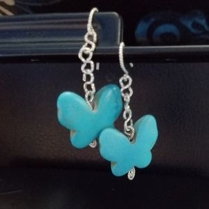 Turquoise butterfly and sterling silver earrings